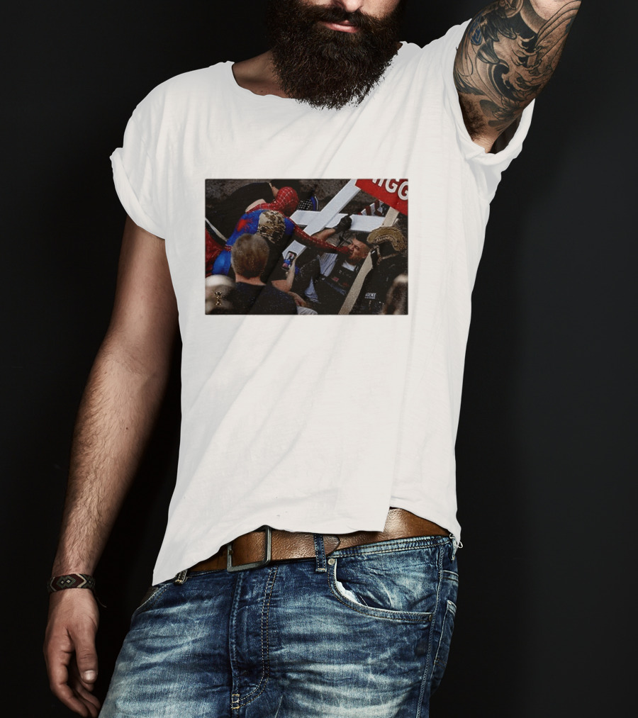 Unmasked Conflict Spider Man Vs Jake Lang Rally Minneapolis Protest T-Shirt