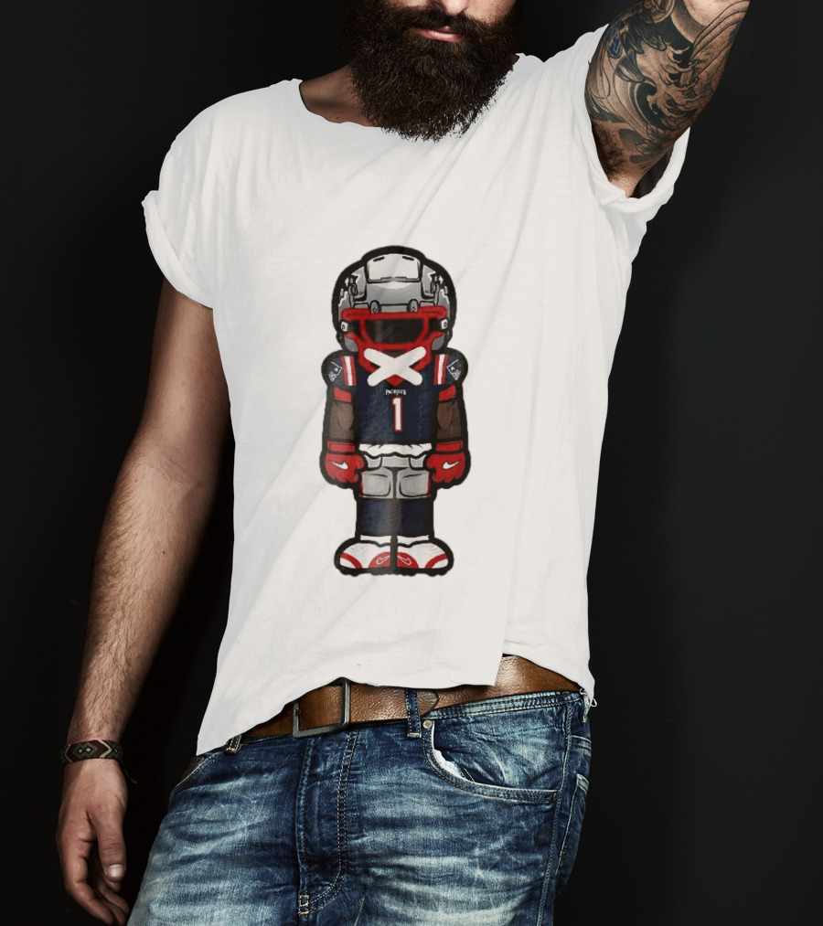 Patriots Chibi Player Jersey Number 1 Cartoon Football T-Shirt