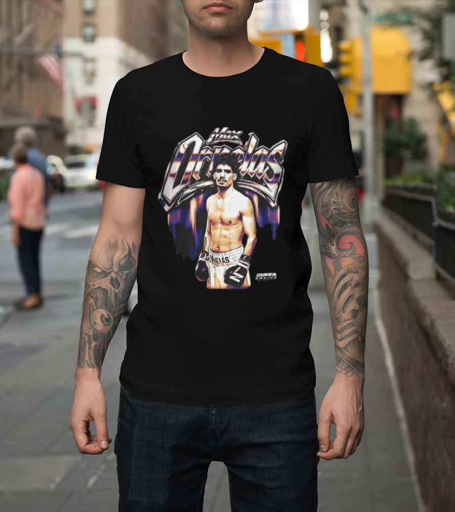 Max Ornelas Boxer Stance Metallic Chrome Lettering Flames Zuffa Boxing Bootleg T-Shirt
