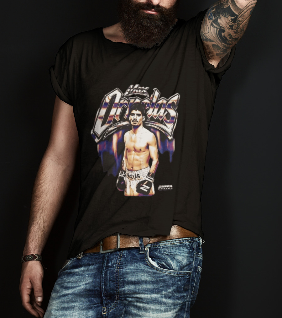 Max Ornelas Boxer Stance Metallic Chrome Lettering Flames Zuffa Boxing Bootleg T-Shirt