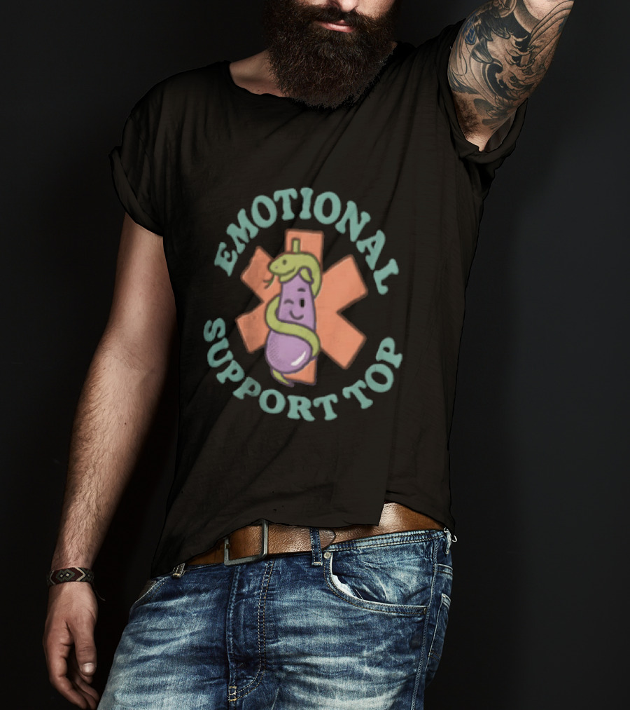 Emotional Support Top Eggplant Snake Medical T-Shirt