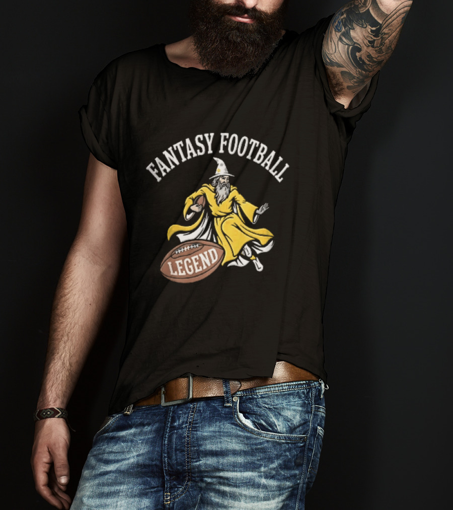 Fantasy Football Legend Yellow Robe Wizard Running With Ball T-Shirt