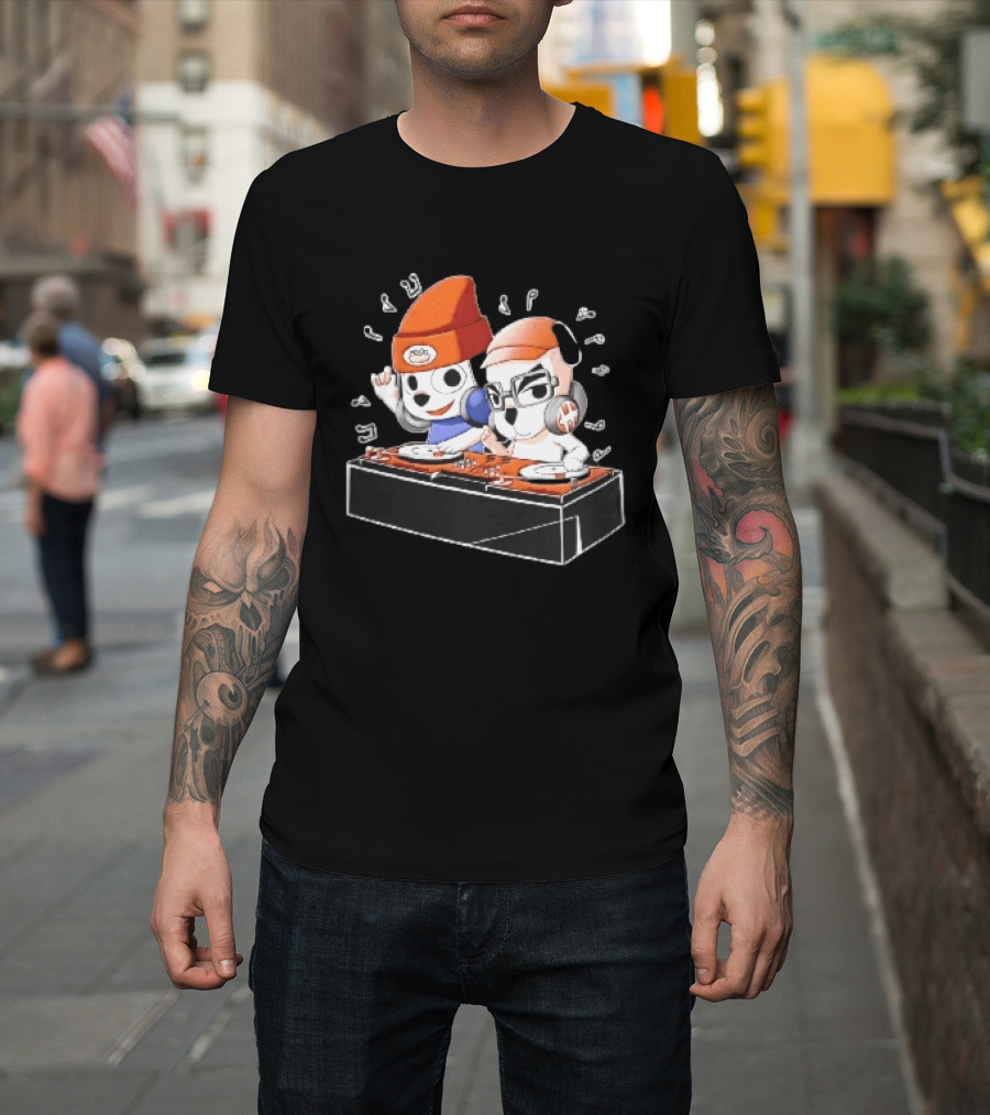 Parappa The Rapper DJ KK Animal Crossing Turntables Music Notes Collaboration T-Shirt