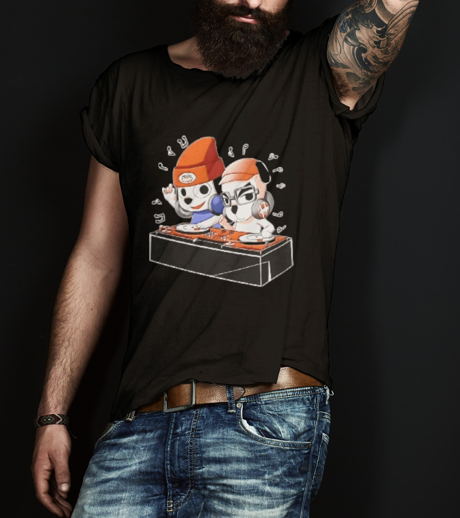 Parappa The Rapper DJ KK Animal Crossing Turntables Music Notes Collaboration T-Shirt