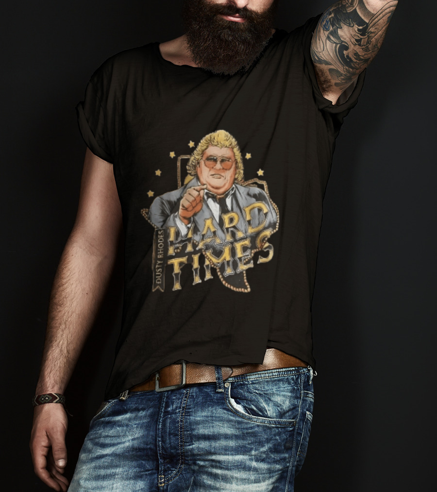 Dusty Rhodes Hard Times Wrestler Pointing Suit Sunglasses Stars T-Shirt