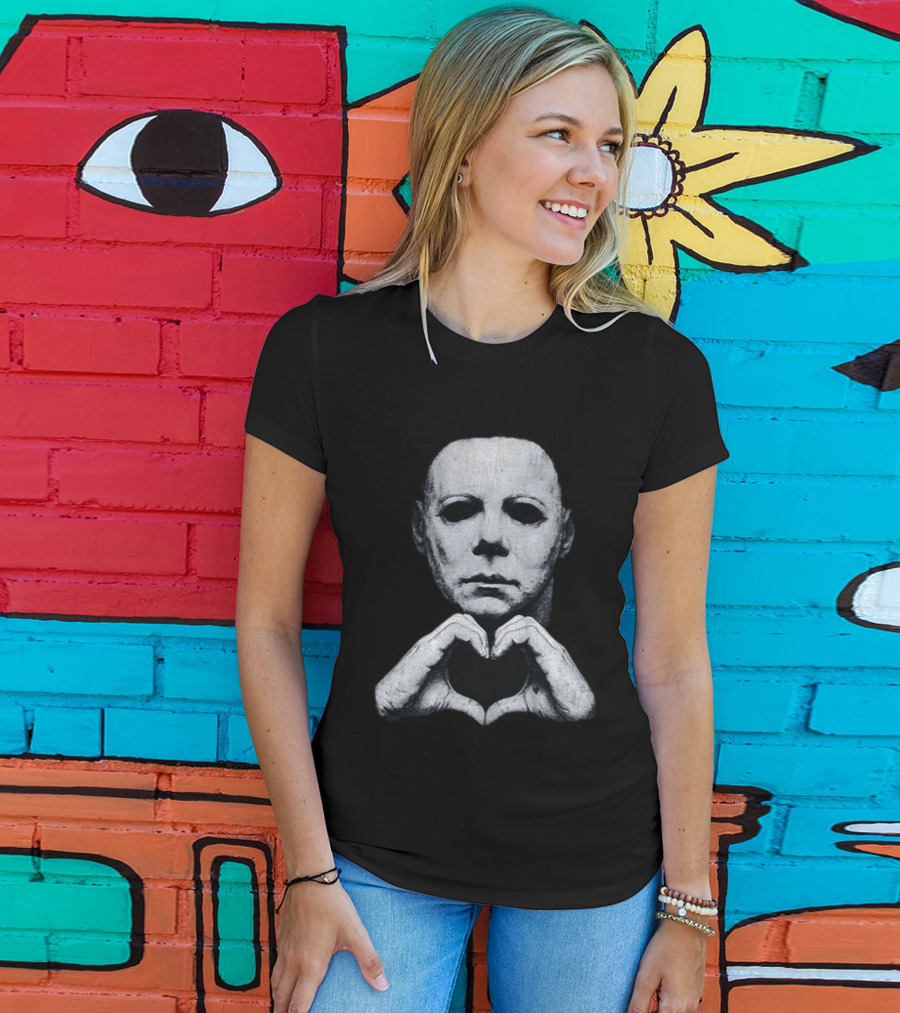 Michael Myers Heart Hands Iconic Horror Character Gesture T-Shirt