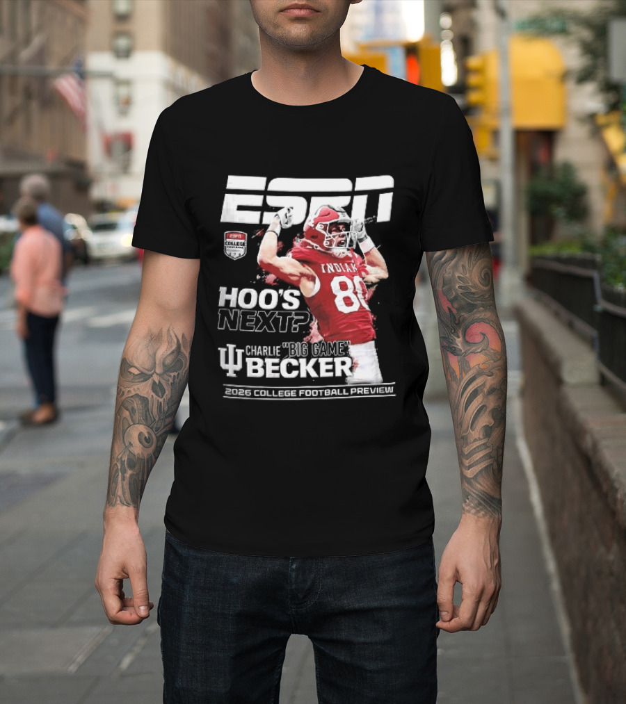 ESPN Indiana Hoosiers Football Hoos Next Charlie Becker 2026 Player Preview T-Shirt