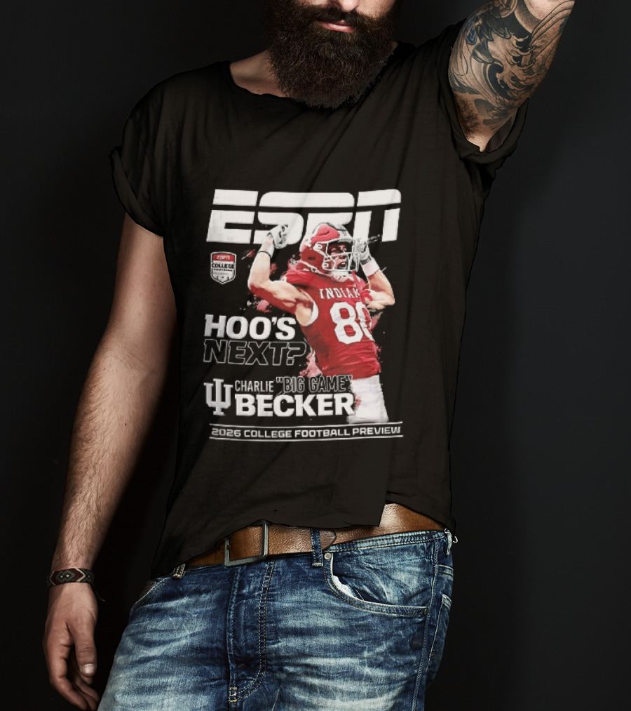 ESPN Indiana Hoosiers Football Hoos Next Charlie Becker 2026 Player Preview T-Shirt