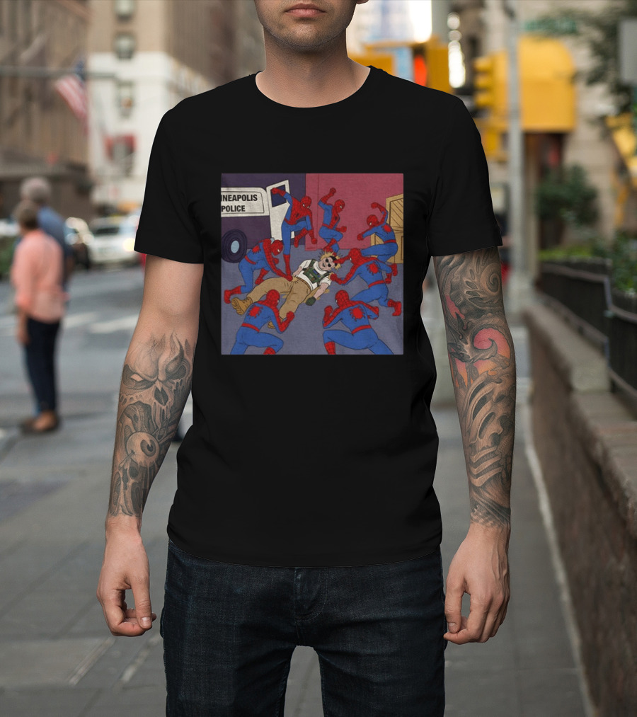 Spider Man How To Fight Fascism Neapolis Police Scene T-Shirt