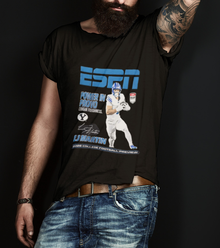 ESPN Power In Provo BYU Football LJ Martin 2026 College Football Preview T-Shirt