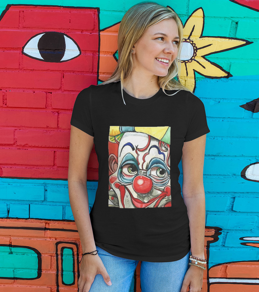 Viktor Clown With Red Nose And Green Eyes Caricature Painting T-Shirt