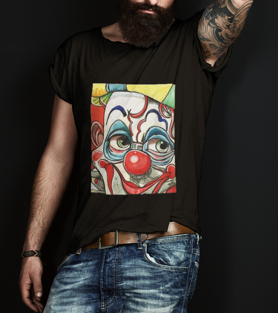 Viktor Clown With Red Nose And Green Eyes Caricature Painting T-Shirt