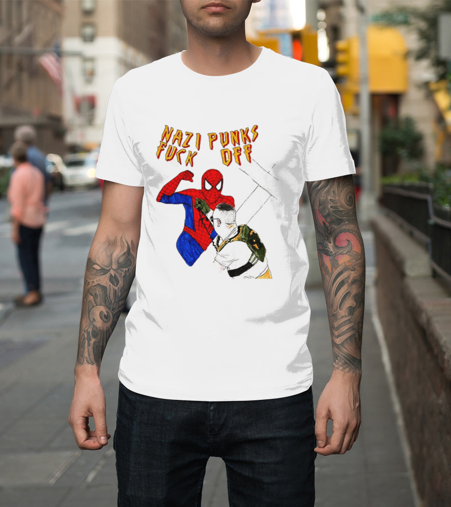 Nazi Punks Fuck Off Spider Man Punching T-Shirt
