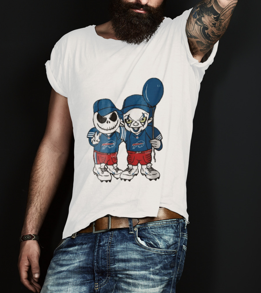 Buffalo Bills Skeleton Clown Duo With Balloon NFL Team Spirit T-Shirt