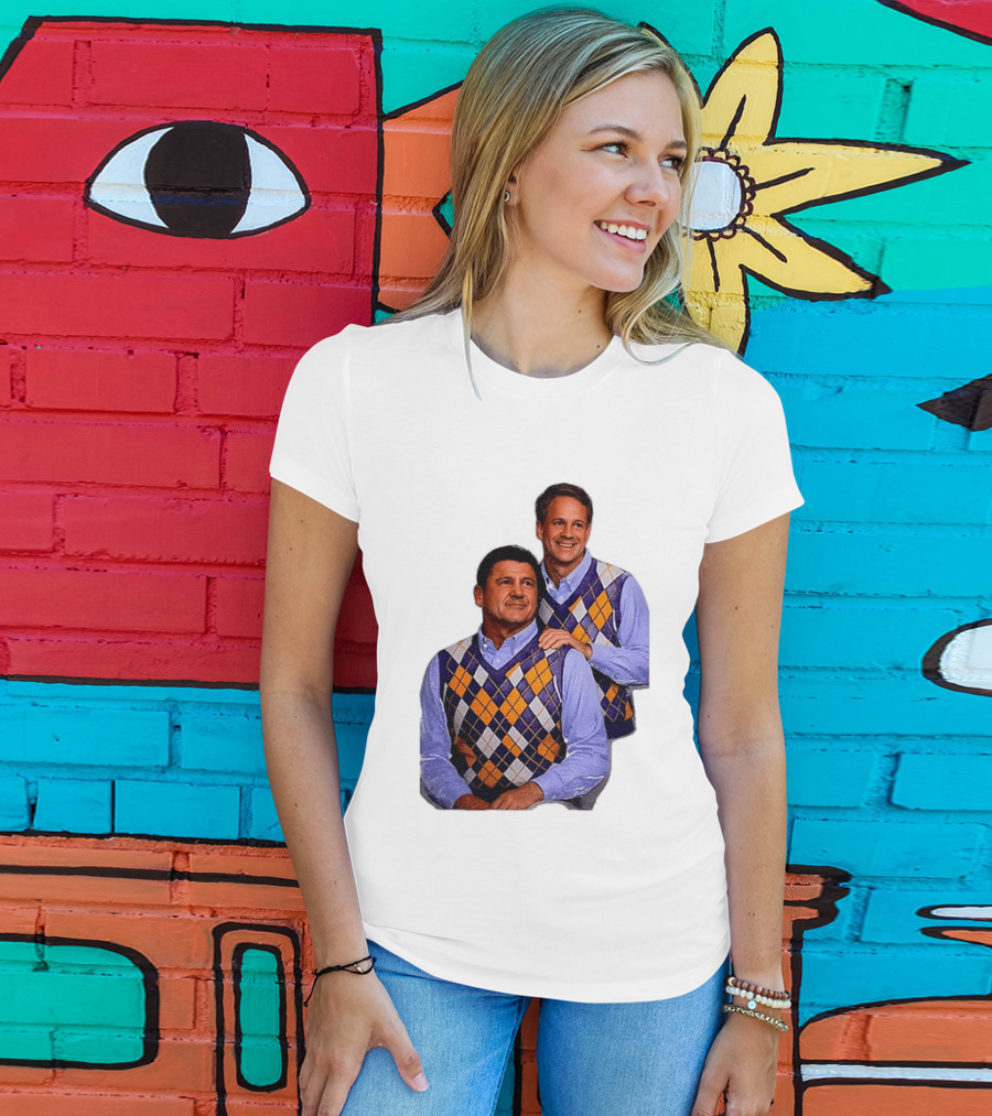 LSU Tigers Ed Orgeron Vs Kim Mulkey Argyle Sweater Coaches T-Shirt