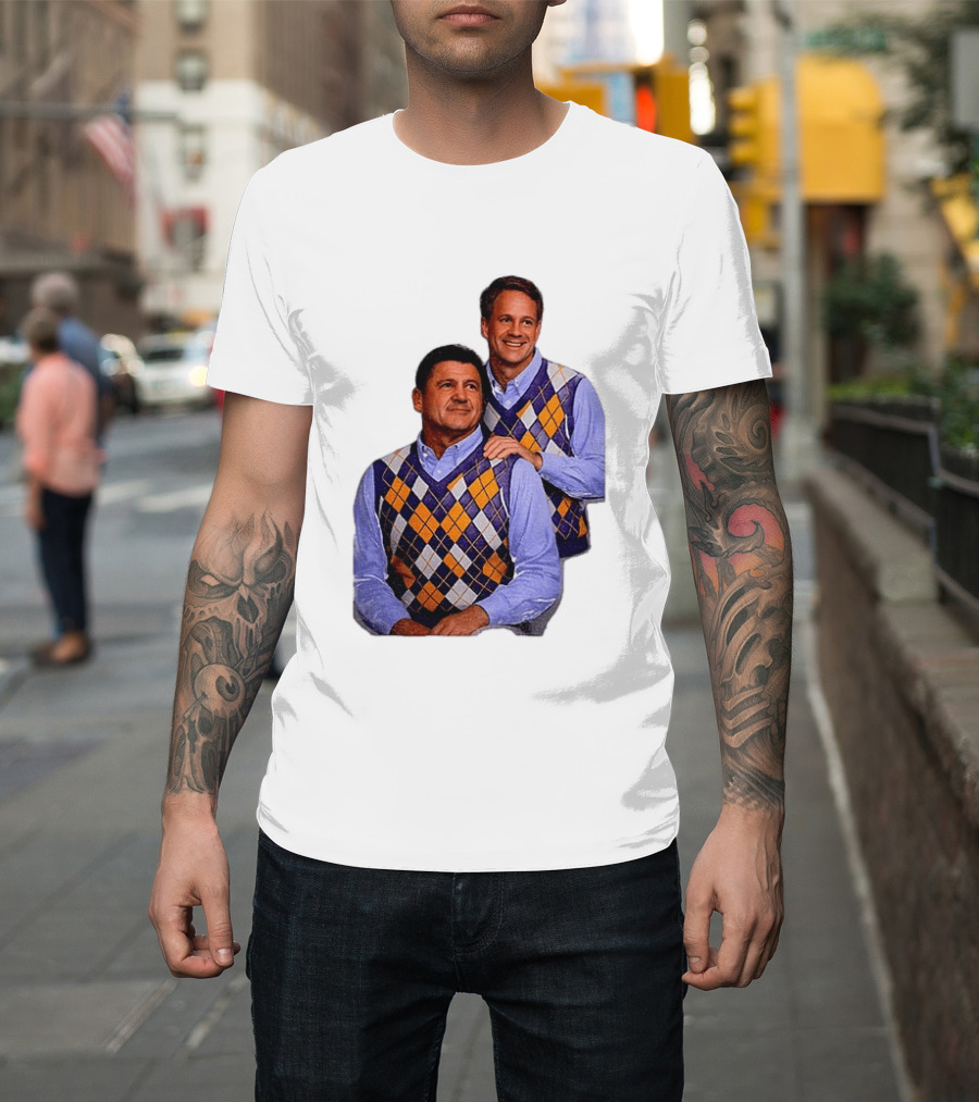 LSU Tigers Ed Orgeron Vs Kim Mulkey Argyle Sweater Coaches T-Shirt