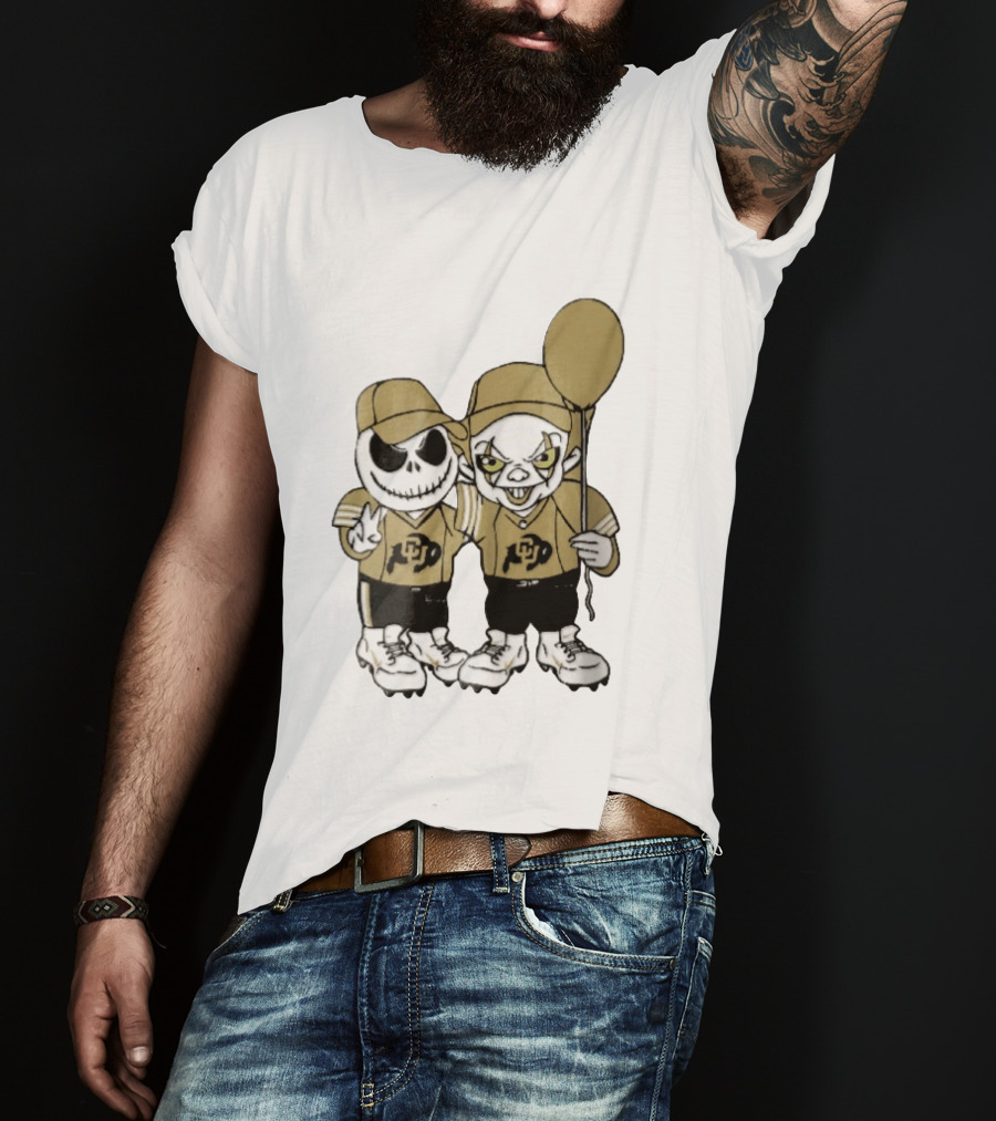 Colorado Buffaloes NCAA Jack Skellington Clown With Balloon Football T-Shirt