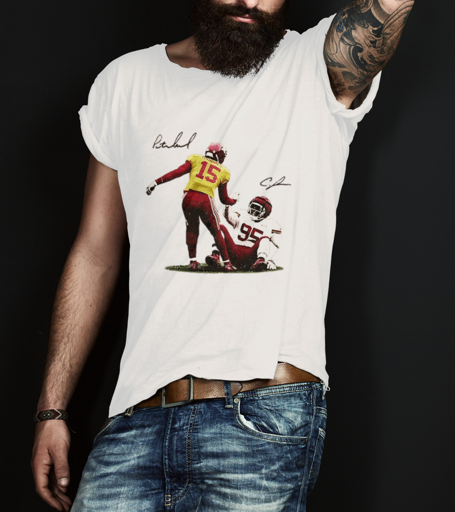 Kansas City Chiefs Mahomes 15 Jones 95 Football Player Signatures T-Shirt