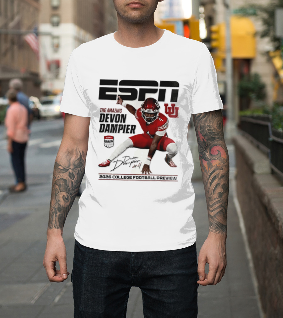 ESPN College Football 2026 Preview Devon Dampier Utah Utes T-Shirt