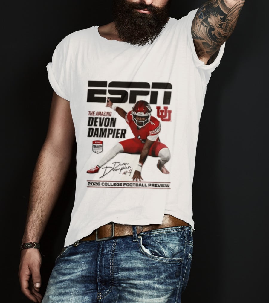 ESPN College Football 2026 Preview Devon Dampier Utah Utes T-Shirt
