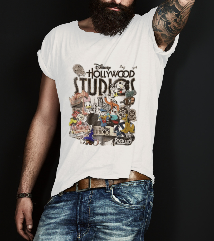 Disney Hollywood Studios G Force Records Rockers Distressed Cartoon Characters Collage T-Shirt