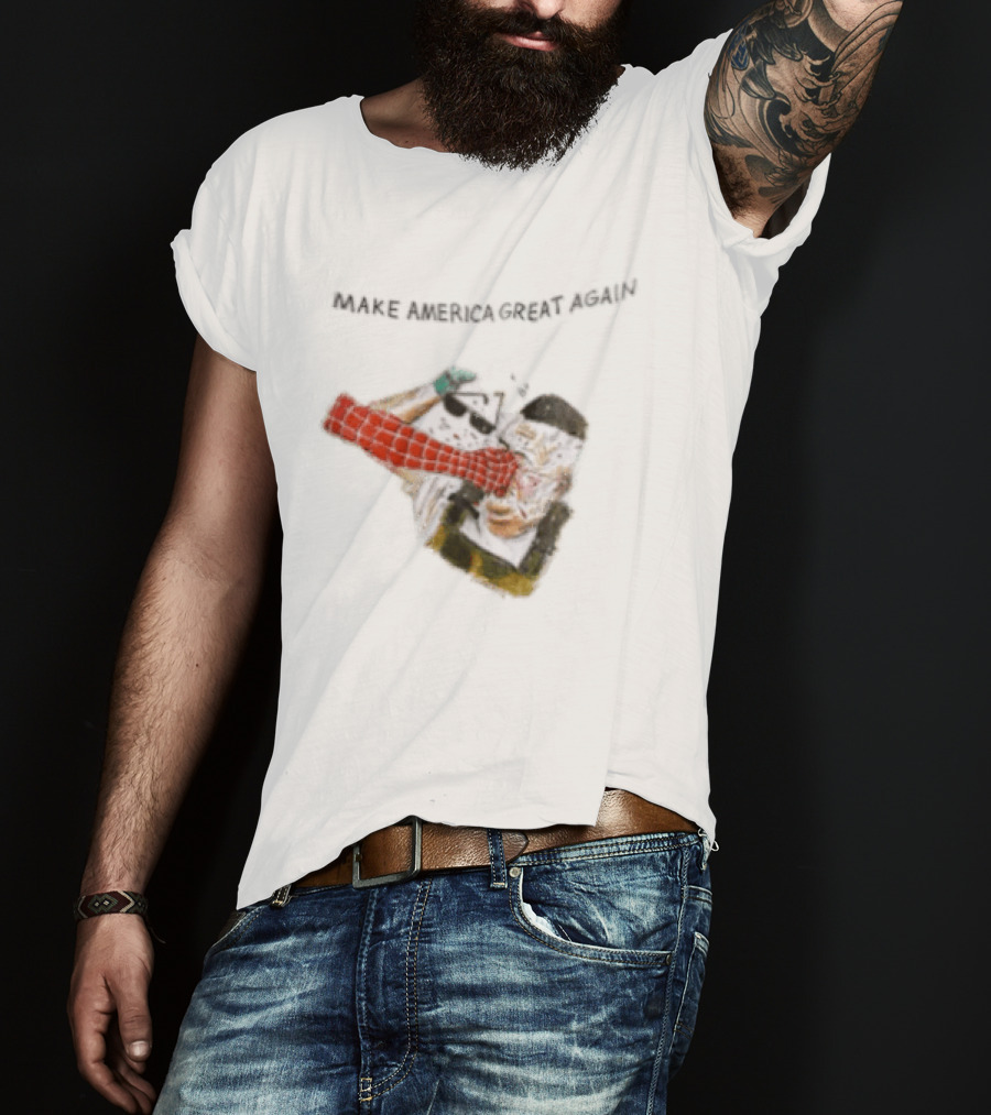 Make America Great Again Spider Man Punching Political Caricature T-Shirt