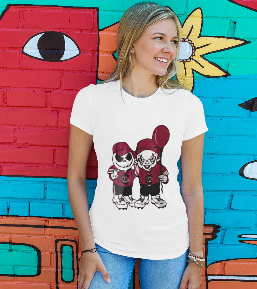 South Carolina Gamecocks NCAA Jack Skellington Pennywise Red Balloon Cartoon T-Shirt