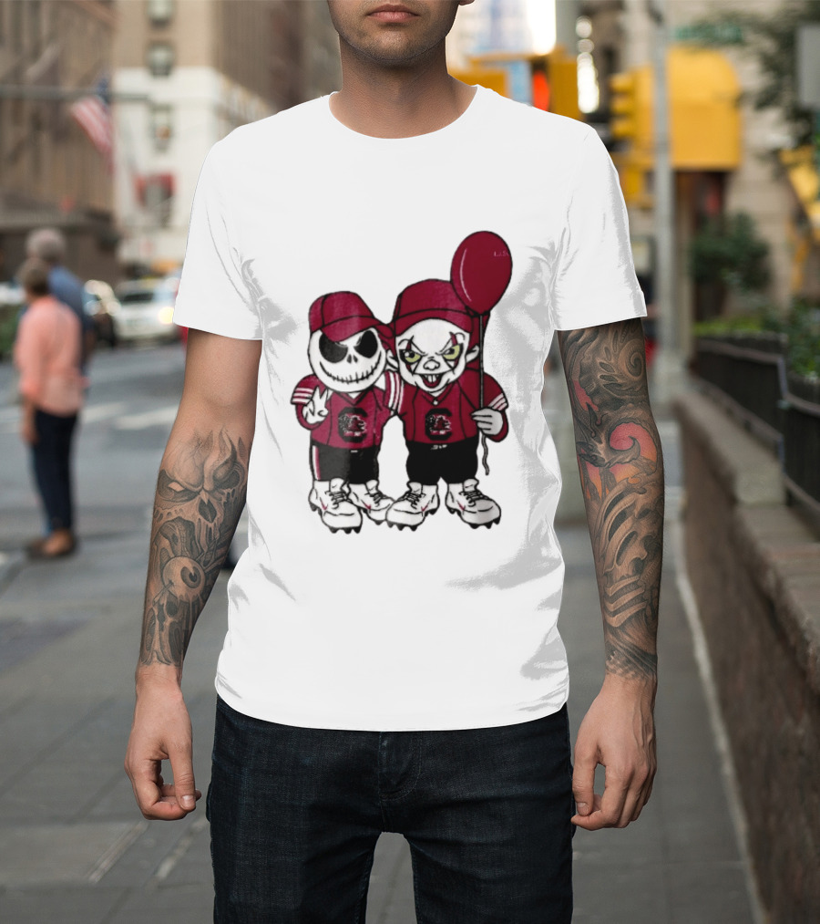 South Carolina Gamecocks NCAA Jack Skellington Pennywise Red Balloon Cartoon T-Shirt