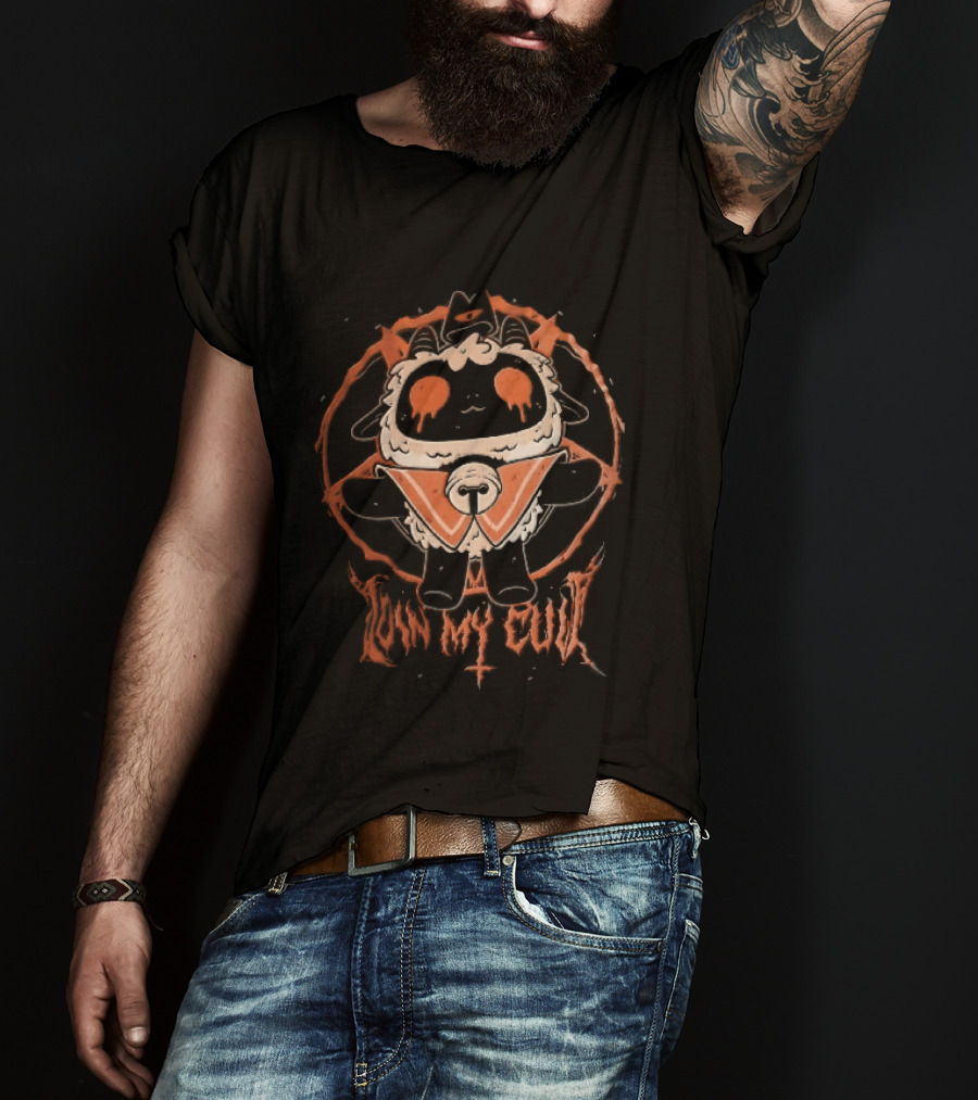 Join My Cult Cartoon Lamb Pentagram Bleeding Eyes Cross T-Shirt