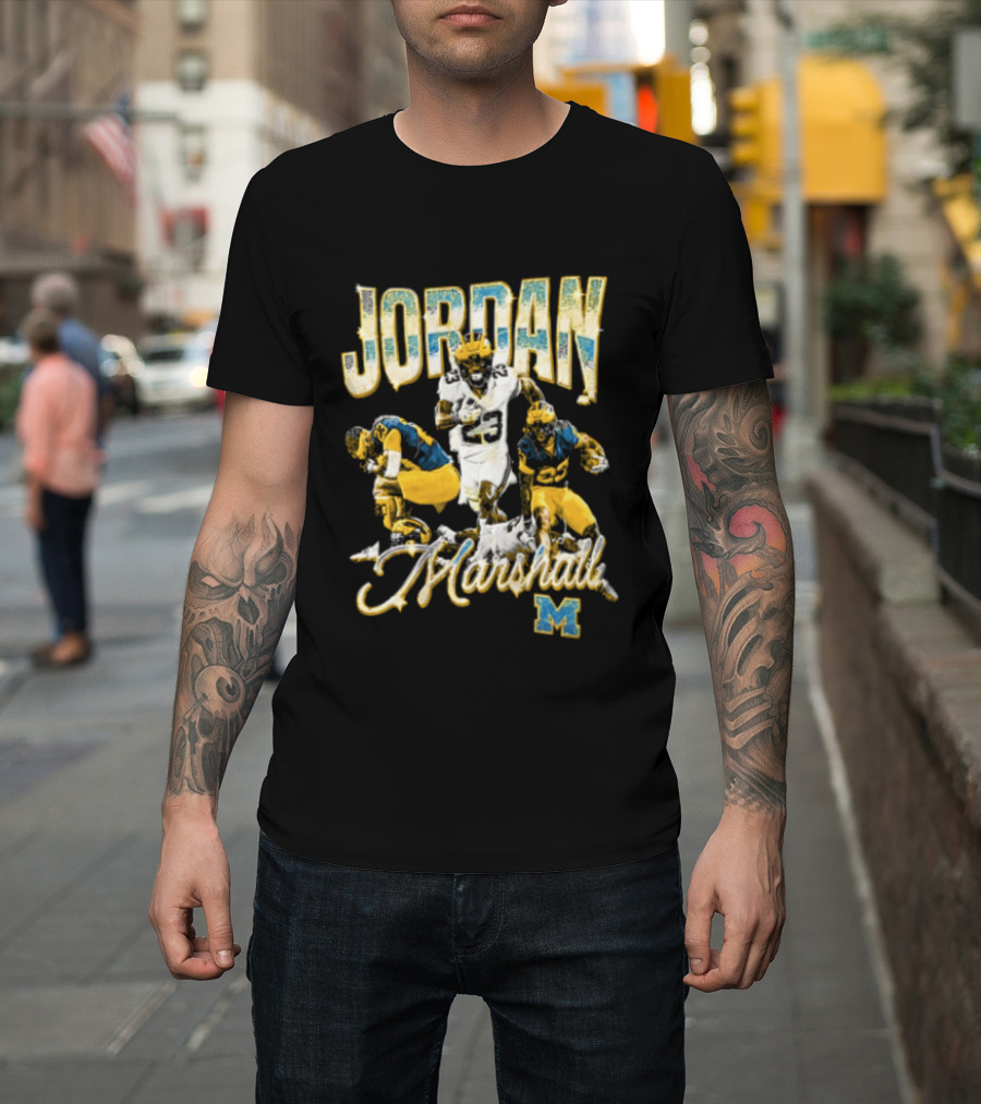 Jordan Marshall Michigan Wolverines Football Collage T-Shirt