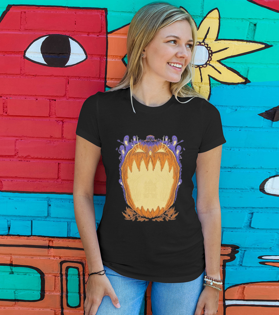 Pumpkin Ghost Haunted House Halloween Spooky Jack O' Lantern T-Shirt