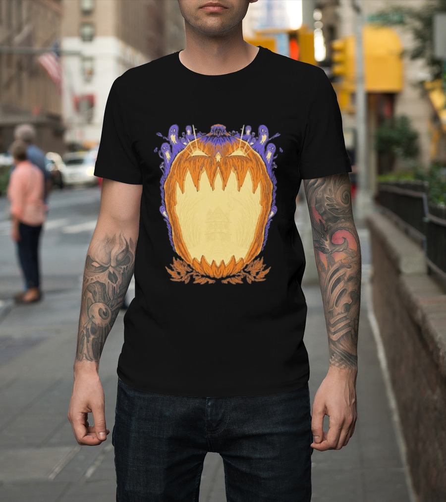 Pumpkin Ghost Haunted House Halloween Spooky Jack O' Lantern T-Shirt