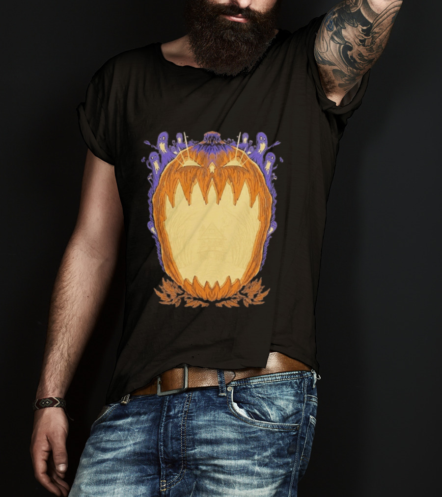 Pumpkin Ghost Haunted House Halloween Spooky Jack O' Lantern T-Shirt