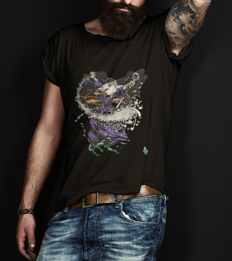 Liquid Blue 1994 Wizard Casting Magic Stars Celestial Staff T-Shirt