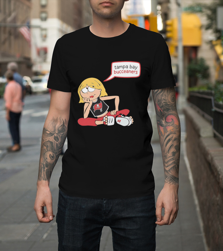 Tampa Bay Buccaneers Cartoon Blonde Girl Speech Bubble Red Pants T-Shirt