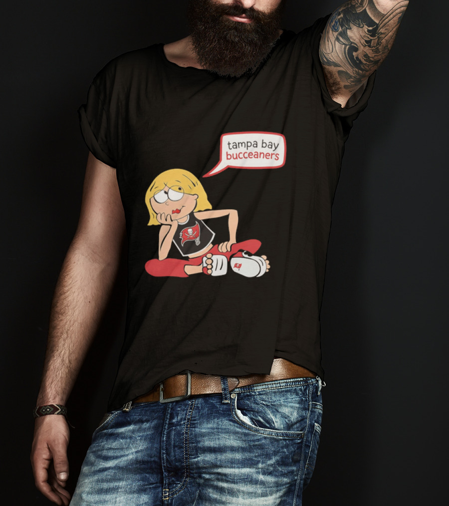 Tampa Bay Buccaneers Cartoon Blonde Girl Speech Bubble Red Pants T-Shirt