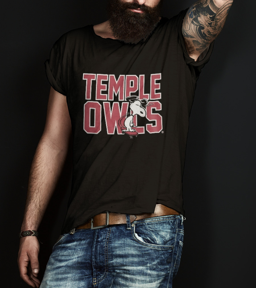 Temple Owls NCAA Snoopy Skateboarding Sunglasses T-Shirt