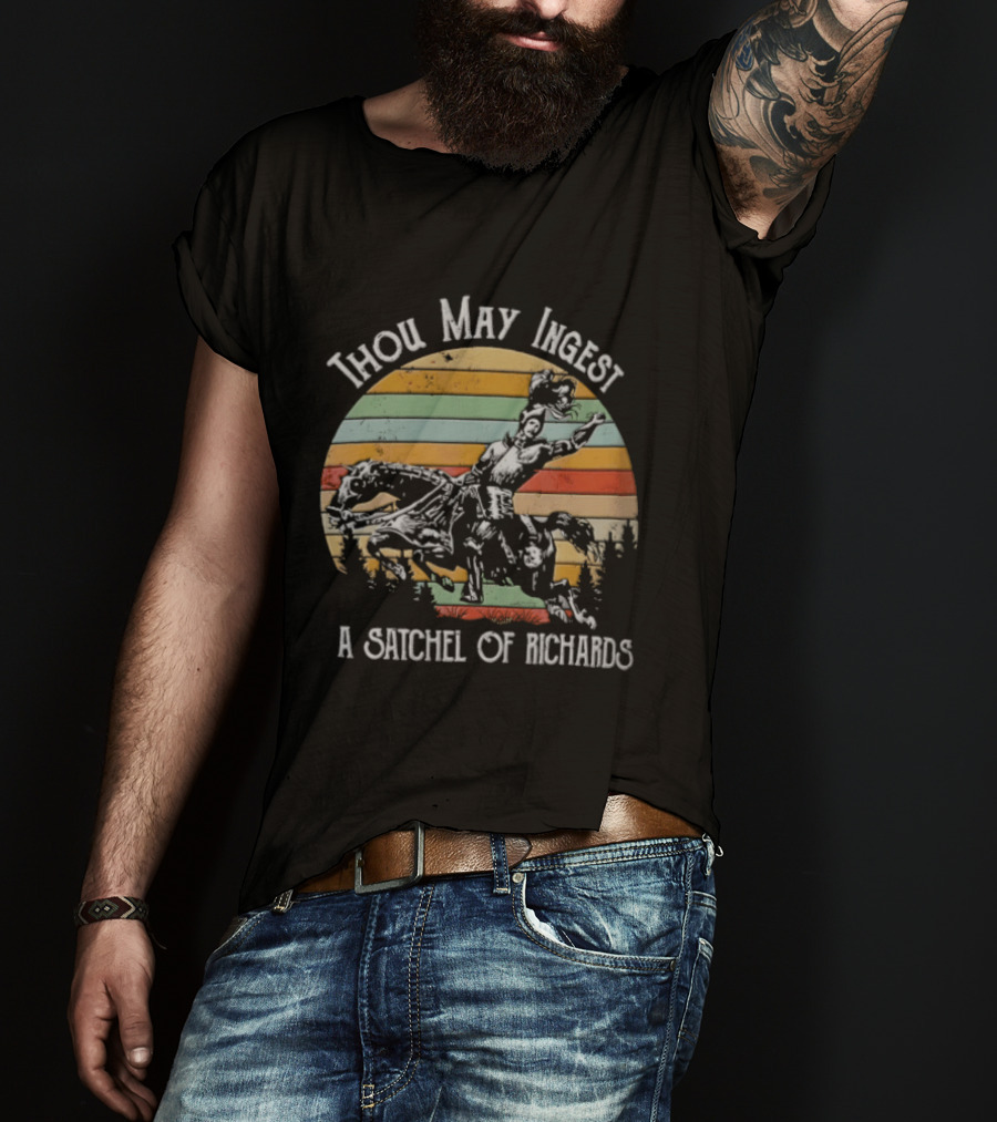 Thou May Ingest A Satchel Of Richards Knight On Horseback Retro Vintage Stripes T-Shirt