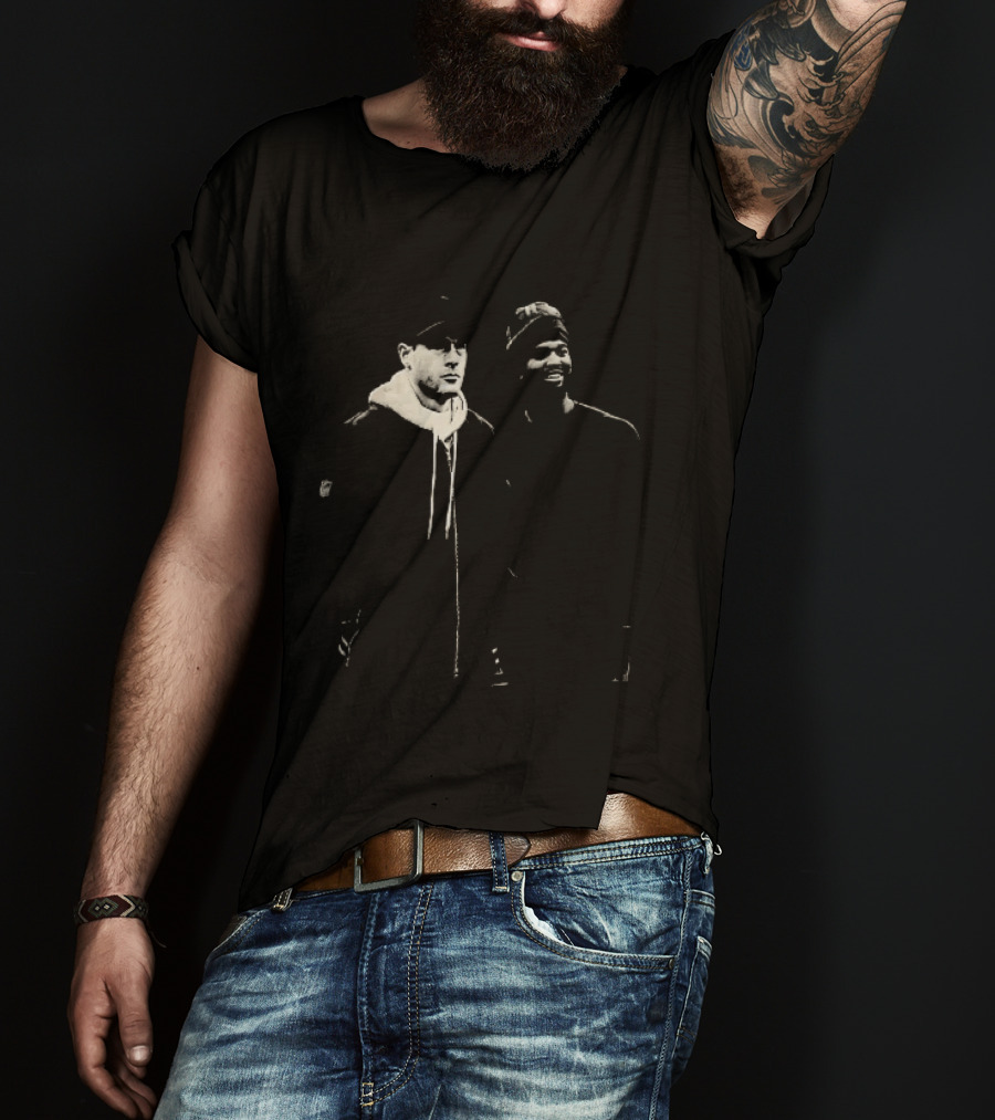 Two Men In Cap And Beanie Monochrome T-Shirt