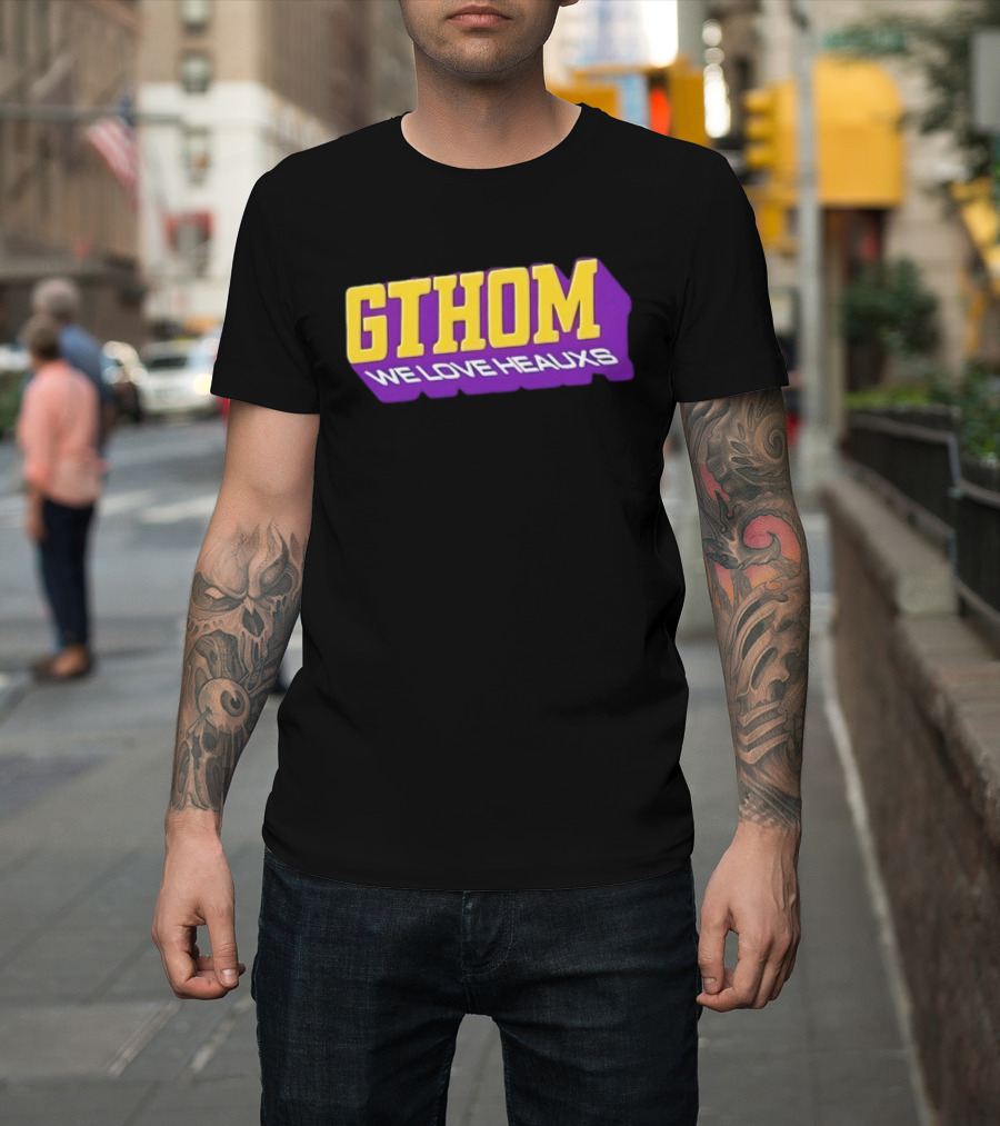 GTHOM We Love Heauxs Purple And Yellow Block Letters T-Shirt