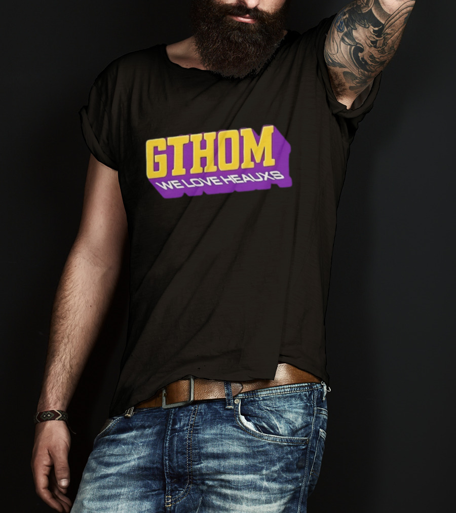 GTHOM We Love Heauxs Purple And Yellow Block Letters T-Shirt