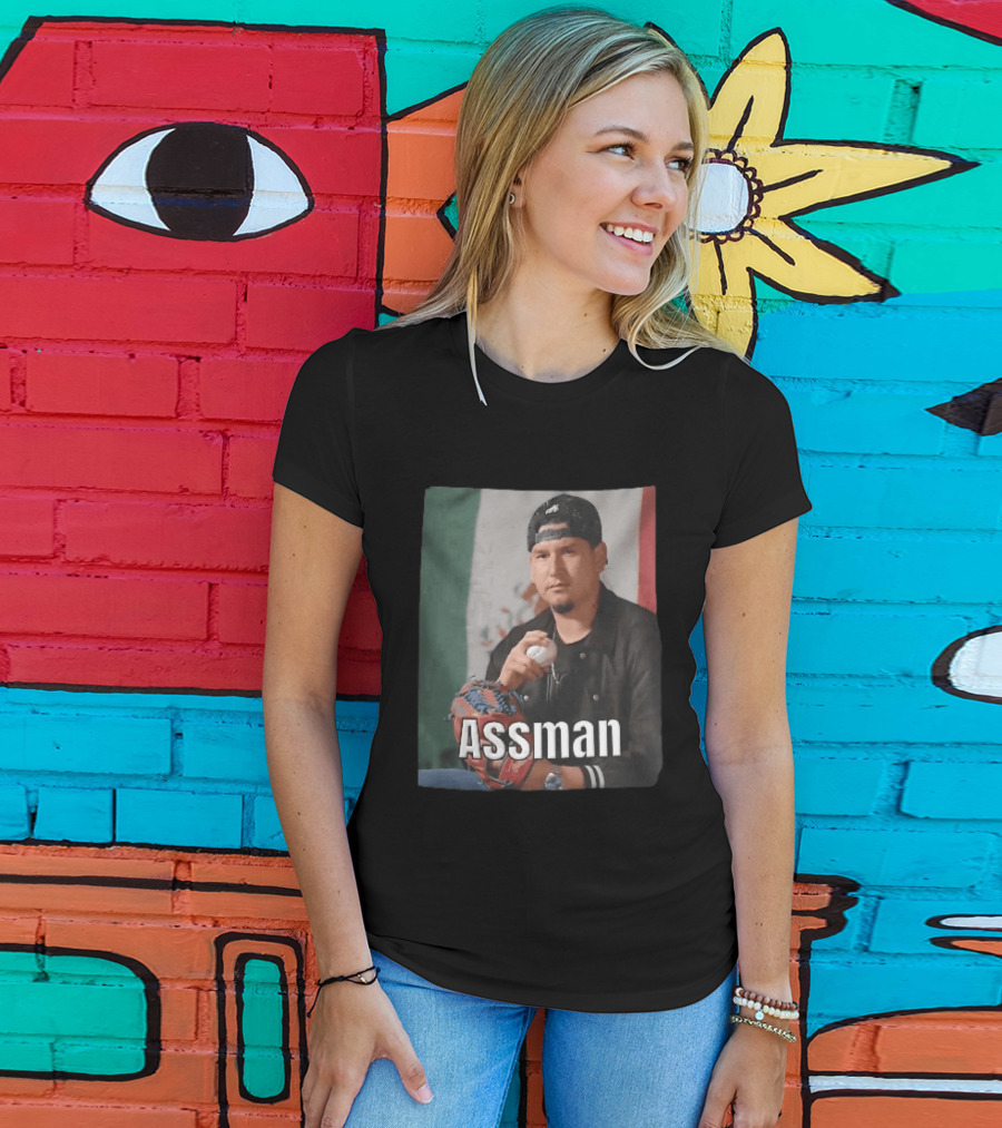 Assman Baseball Pitcher Holding Ball With Mexican Flag T-Shirt