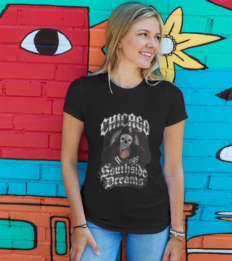Chicago White Sox Southside Dreams Skull Mask Hooded Figure Barbed Wire T-Shirt