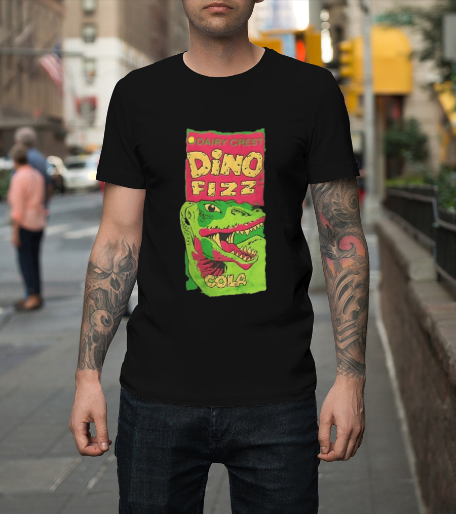 Dairy Crest Dino Fizz Cola Green Dinosaur Open Mouth Red T-Shirt
