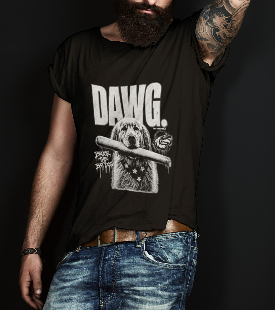 Dawg Bruce The Batdog Baseball Bat And Ball T-Shirt