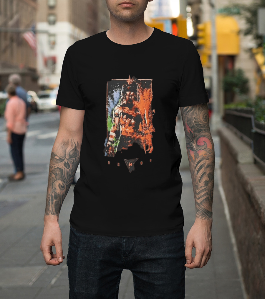 Demon Masked Warrior Orange Splatter Bodypaint Art 3000 T-Shirt