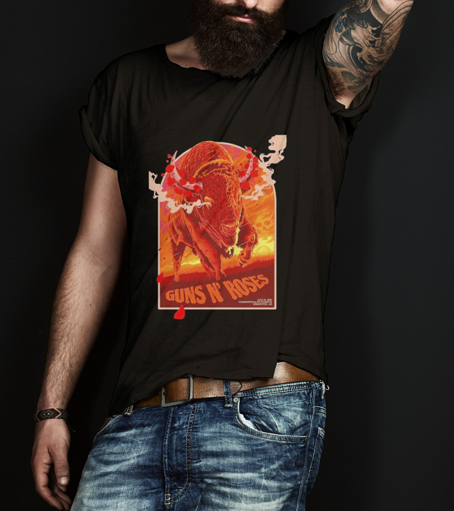 Guns N Roses Bison Commonwealth Stadium Edmonton AB August 26 2026 T-Shirt