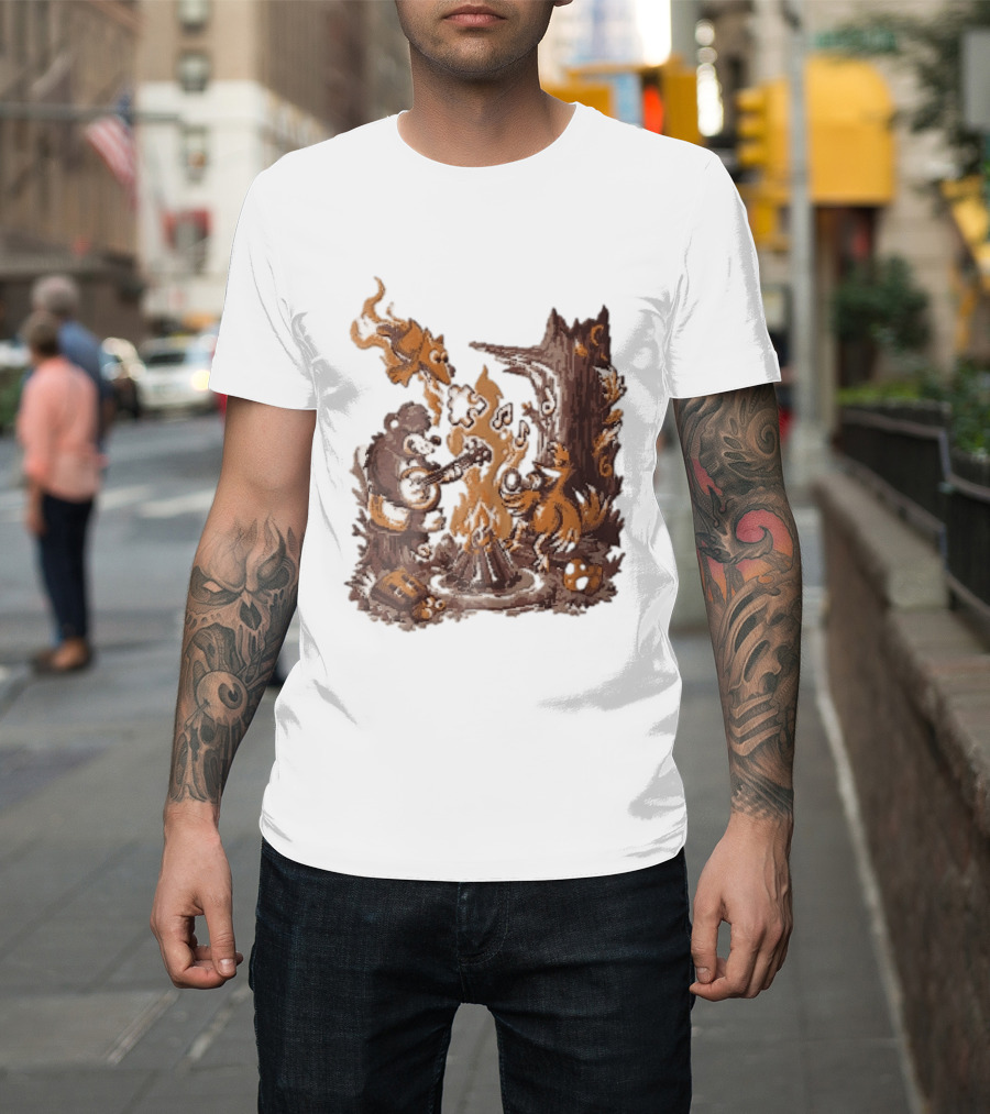 Banjo Kazooie Bear And Bird Music Campfire Jiggy Pixel T-Shirt
