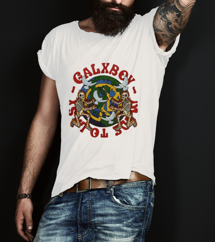 Galxboy Systms Toys Flaming Skeletons With Doves Peace T-Shirt