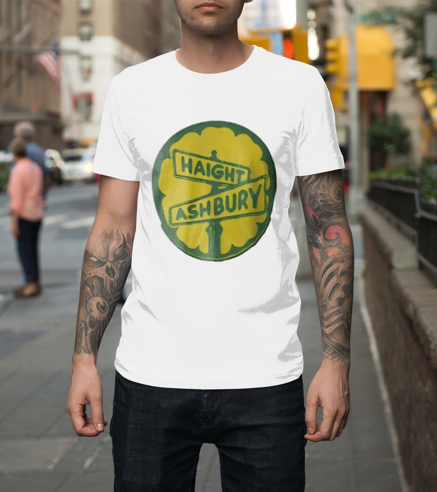 Haight Ashbury Street Sign Yellow Flower T-Shirt